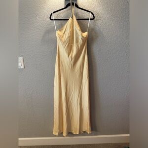 Billy J Chiara Yellow Maxi High Neck Open Back Dress